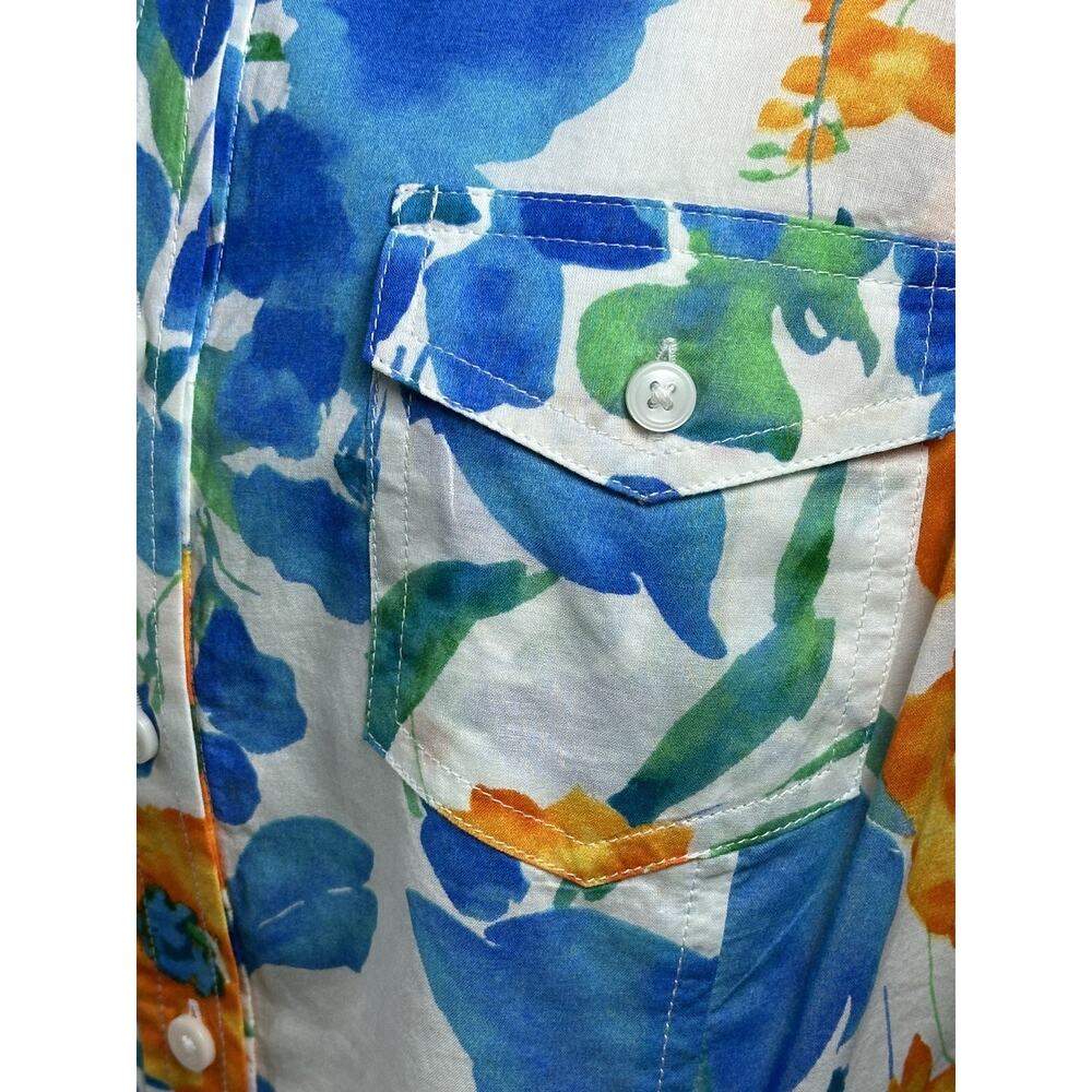 Jones‎ New York Sport Petite PL Sleeveless Floral Blouse Two Front Pockets - Picture 5 of 16